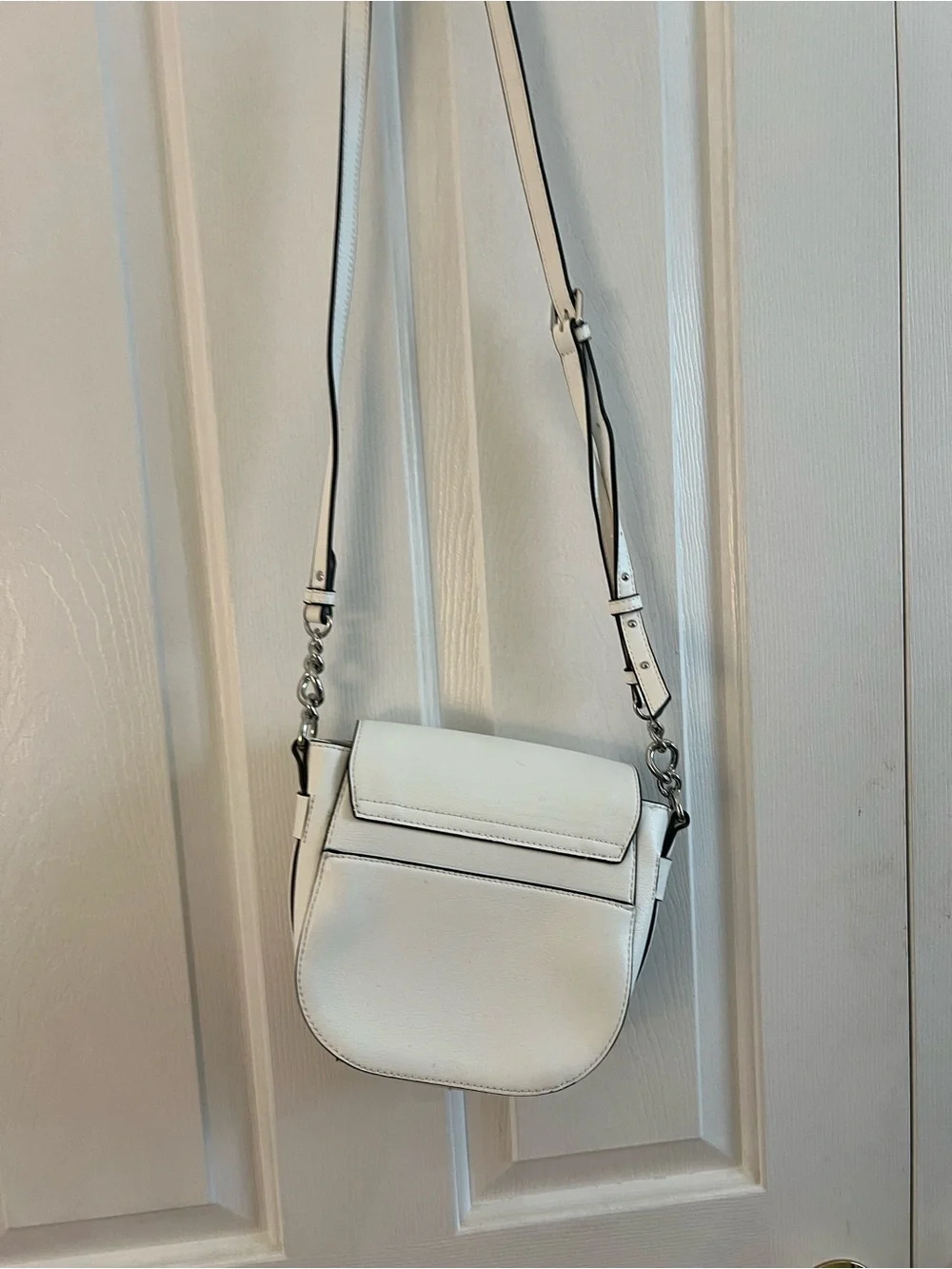 White Floral Applique Crossbody Bag - Unbranded